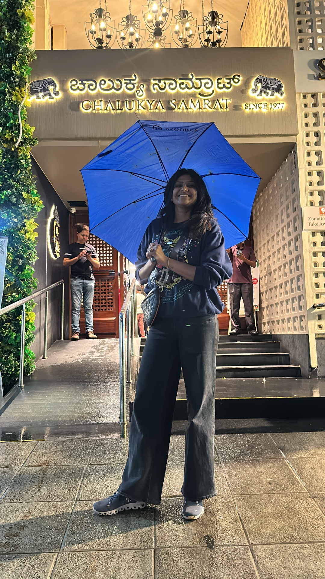 Monsoon smiles outside Chalukya Samrat