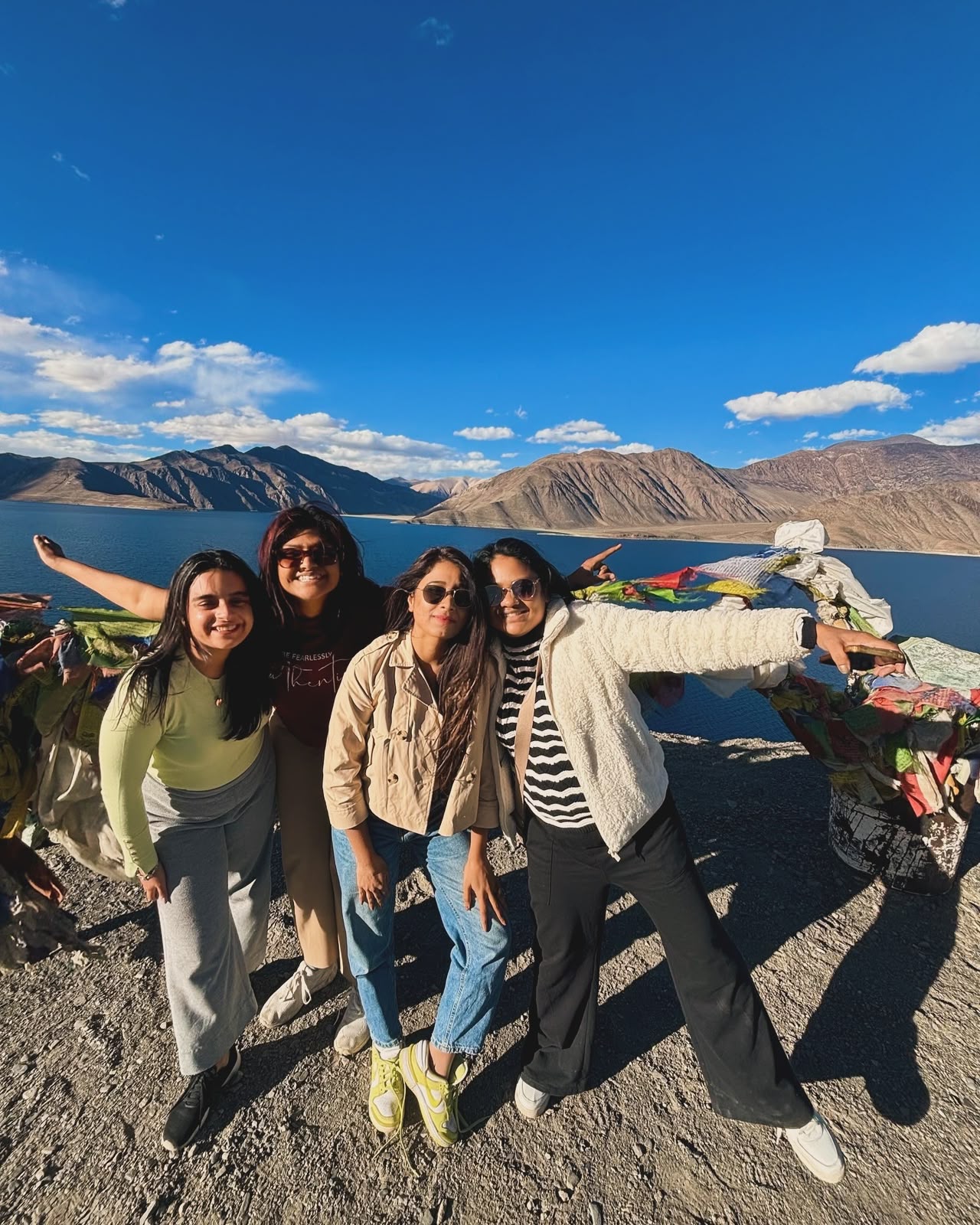 Safarnama group at Pangong Lake in Ladakh
