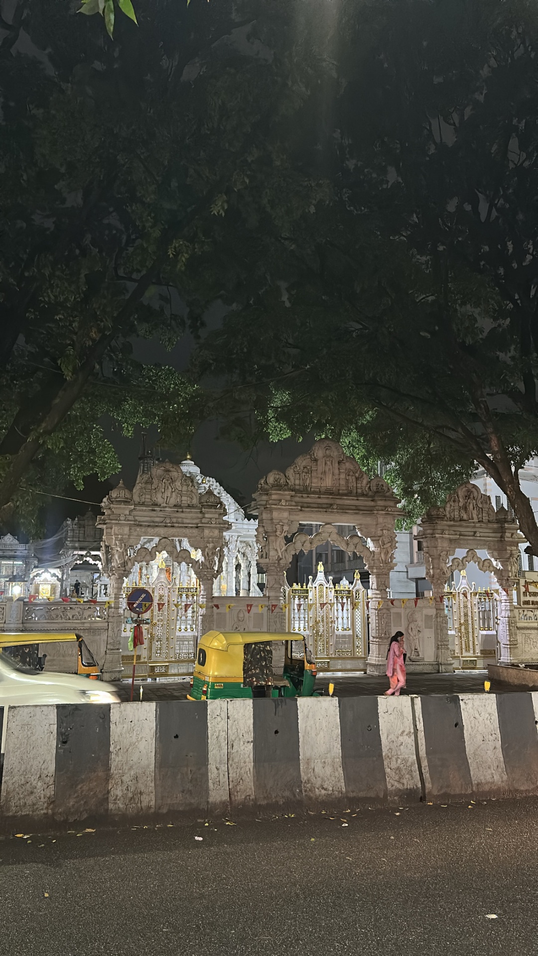 Evening walk past a lit Bangalore temple